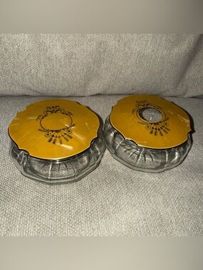 Vintage Bakelite, Mother of Pearl, Glass Vanity powder jar/ 30's movie prop Set